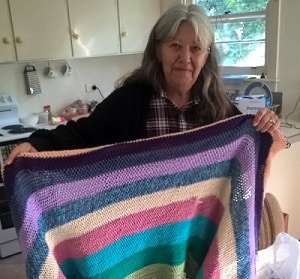 Margaret with her recovery blanket of hope