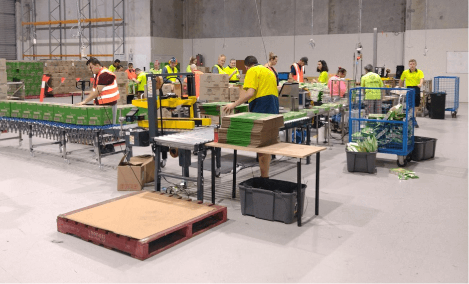 People in high vis vets working in a factory